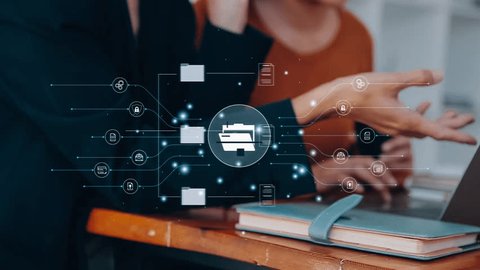 desk with two people and AI ChatGPT infogrpahic over the top demonstrating its use for Business